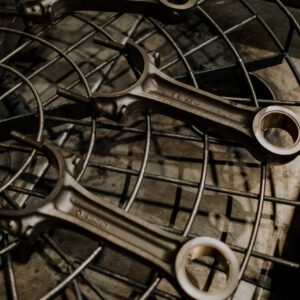 Auto Parts On Round Stainless Steel